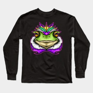 Frog King Or Frog Prince With Royal Fur For Mardi Gras Long Sleeve T-Shirt